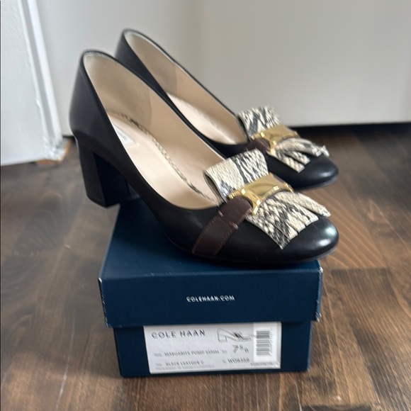 Cole Haan Shoes - Cole Haan Margaritte Pump with Snakeskin/Gold embellishment Embellishment